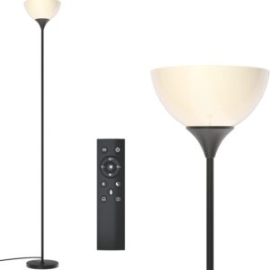 PESRAE Floor Lamp, Remote Control, Stepless Brightness & Color Temperature